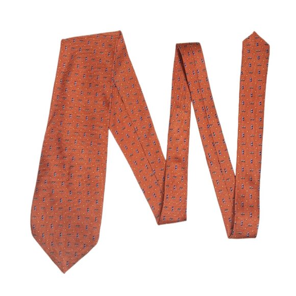 Nautica Silk Tie Men’s 60.5” Rust Brown Geometric Designer Wide Tie New - Picture 2 of 4